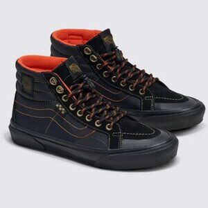 Vans Skate Sk8-Hi Reissue X Spitfire Black and Flame Orange High-Top Sneakers